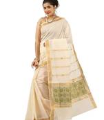 Selvamani tex kerala kasavu cotton saree with running blouse