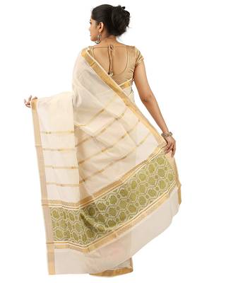 Selvamani tex kerala kasavu cotton saree with running blouse 2