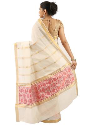 Selvamani tex kerala kasavu cotton saree with running blouse 2