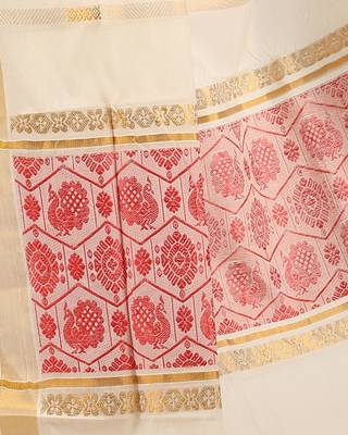 Selvamani tex kerala kasavu cotton saree with running blouse 4
