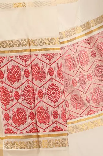 Selvamani tex kerala kasavu cotton saree with running blouse