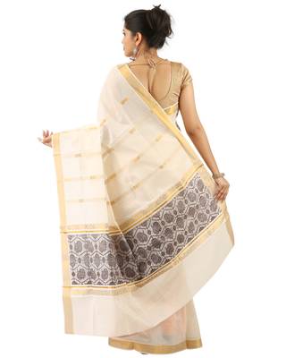 Selvamani tex kerala kasavu cotton saree with running blouse 3
