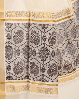 Selvamani tex kerala kasavu cotton saree with running blouse 4