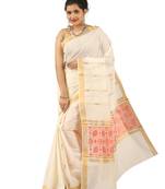 Selvamani tex kerala kasavu cotton saree with running blouse