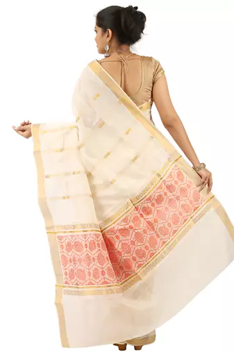 Selvamani tex kerala kasavu cotton saree with running blouse