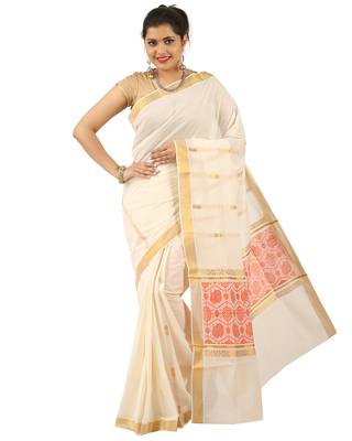 Selvamani tex kerala kasavu cotton saree with running blouse 3