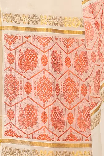 Selvamani tex kerala kasavu cotton saree with running blouse