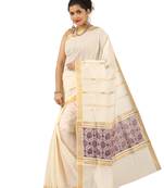 Selvamani tex kerala kasavu cotton saree with running blouse