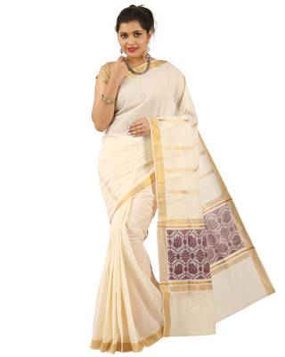 Selvamani tex kerala kasavu cotton saree with running blouse 2