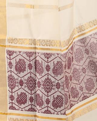 Selvamani tex kerala kasavu cotton saree with running blouse 5
