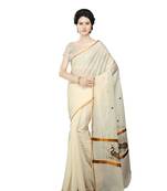 Selvamani tex kerala kasavu cotton saree with running blouse