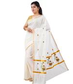 Selvamani tex kerala kasavu cotton saree with running blouse