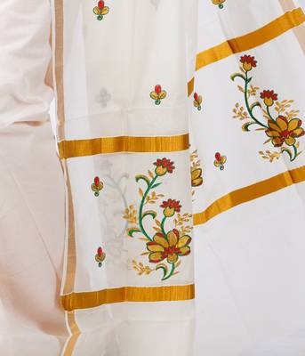 Selvamani tex kerala kasavu cotton saree with running blouse 3