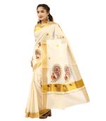 Selvamani tex kerala kasavu cotton saree with running blouse