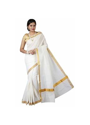 Selvamani tex kerala kasavu cotton saree with running blouse 1