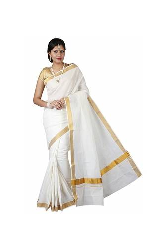 Selvamani tex kerala kasavu cotton saree with running blouse