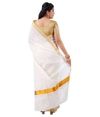 Selvamani tex kerala kasavu cotton saree with running blouse 2