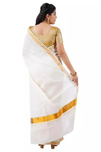 Selvamani tex kerala kasavu cotton saree with running blouse