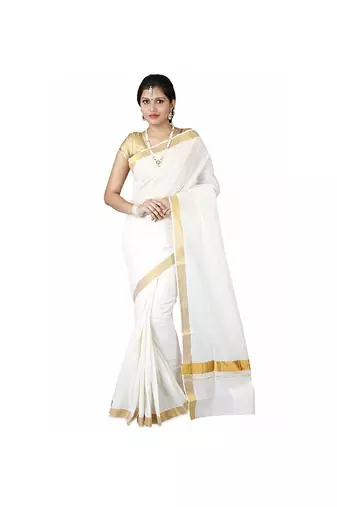 Selvamani tex kerala kasavu cotton saree with running blouse