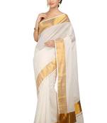 Selvamani tex kerala kasavu cotton saree with running blouse