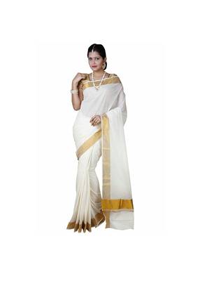 Selvamani tex kerala kasavu cotton saree with running blouse 1