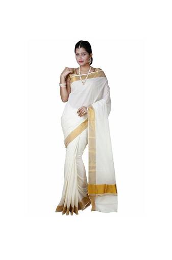 Selvamani tex kerala kasavu cotton saree with running blouse
