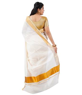 Selvamani tex kerala kasavu cotton saree with running blouse 2