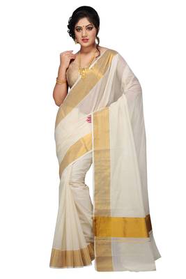 Selvamani tex kerala kasavu cotton saree with running blouse 1