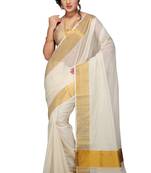 Selvamani tex kerala kasavu cotton saree with running blouse