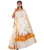 Selvamani tex kerala kasavu cotton saree with running blouse