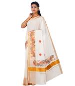 Selvamani tex kerala kasavu cotton saree with running blouse