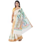 Selvamani tex kerala kasavu cotton saree with running blouse