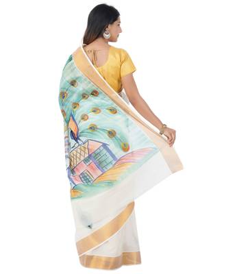 Selvamani tex kerala kasavu cotton saree with running blouse 3