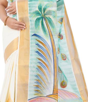 Selvamani tex kerala kasavu cotton saree with running blouse 5