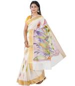 Selvamani tex kerala kasavu cotton saree with running blouse
