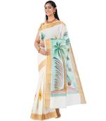 Selvamani tex kerala kasavu cotton saree with running blouse