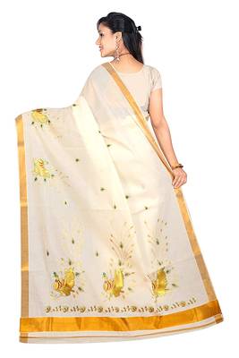 Selvamani tex kerala kasavu cotton saree with running blouse 1
