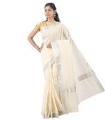 Selvamani tex kerala kasavu cotton saree with running blouse