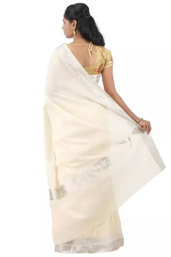 Selvamani tex kerala kasavu cotton saree with running blouse