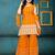 Mustard color georgette embroidered stitched kurta, sharara & dupatta set