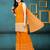 Mustard color georgette embroidered stitched kurta, sharara & dupatta set