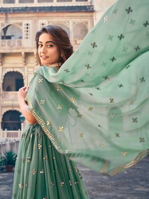 Sage Green Georgette Lehenga Choli Set 5