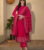 Trendmalls Pink Rayon Foil Print Party Wear Kurta Pant with Dupatta Salwar Suit Set