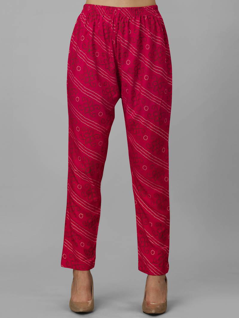 Trendmalls Pink Rayon Foil Print Party Wear Kurta Pant with Dupatta Salwar Suit Set