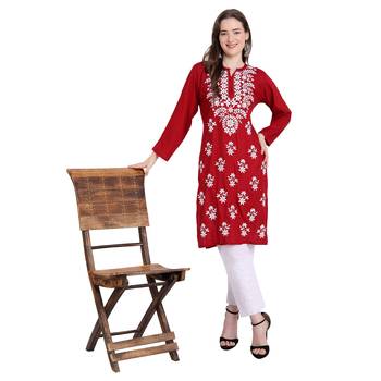 Lucknowi embroidered rayon kurta 1
