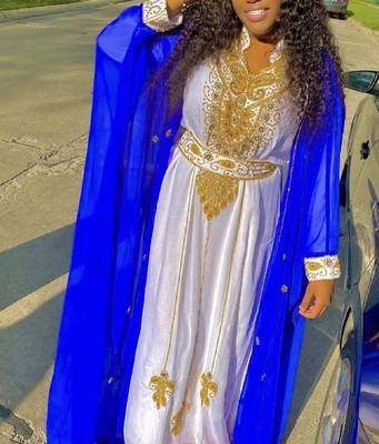 Royal Blue Georgette Zari Work Kaftan 1