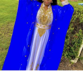 Royal Blue Georgette Zari Work Kaftan 2