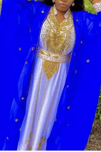 Royal Blue Georgette Zari Work Kaftan
