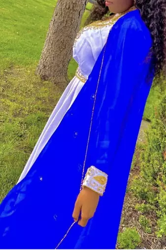 Royal Blue Georgette Zari Work Kaftan