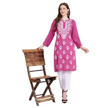Lucknowi embroidered rayon kurta 1